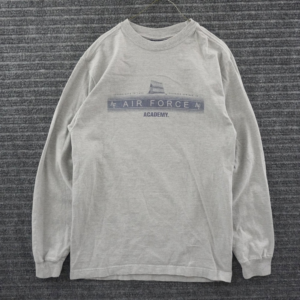 Vintage Jansport Air Force Academy Long Sleeve T-Shirt Small Gray Graphic Tee